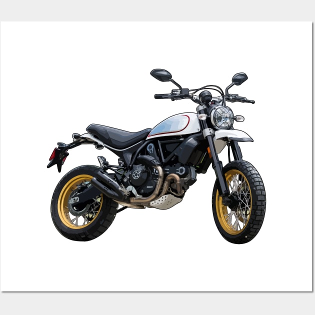 Scrambler Bike Illustration Wall Art by KAM Std